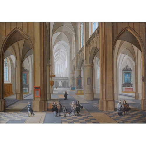The Interior of a Gothic Church with Elegant Company